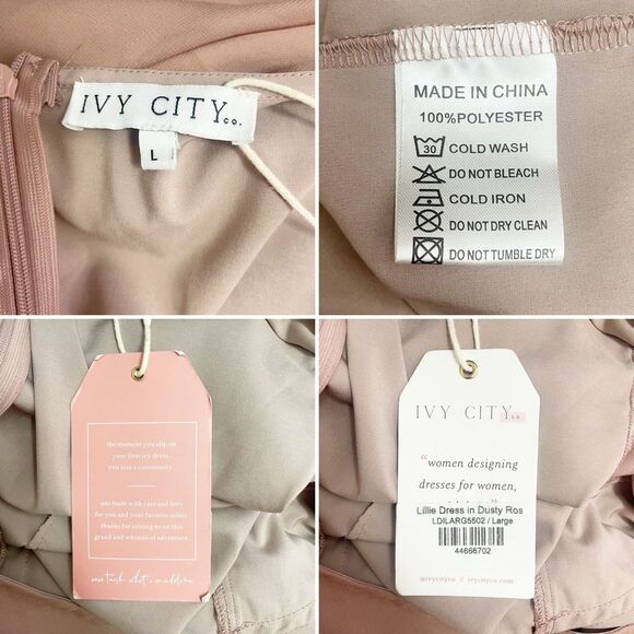 NWT Ivy City Co Lillie Dress Dusty Rose Size Large Flutter Sleeve Chiffon Midi - Picture 14 of 15